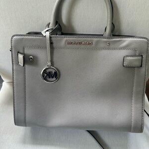 Michael Kors Gray Satchel with Structured Design and Silver Hardware